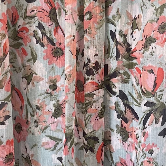 Sara Michelle Women’s Blouse Size XL Sheer Pale Blue Floral W/Pink Flowers Lined - Picture 5 of 11